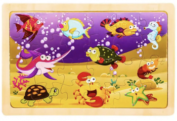 Puzzle Educational- Lumea subacvatica 24 piese material lemn SOHO4976 