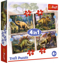 Puzzle Trefl 4 in 1 dinozaurii interesanti
