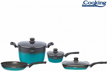 Set gatit 7 piese aluminiu Green Cook baza inductie Gri/Verde