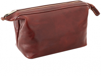 Trusa cosmetice pentru barbati portfard necessaire din piele naturala coniac T105A