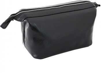 Trusa cosmetice pentru barbati portfard necessaire din piele naturala neagra T105 
