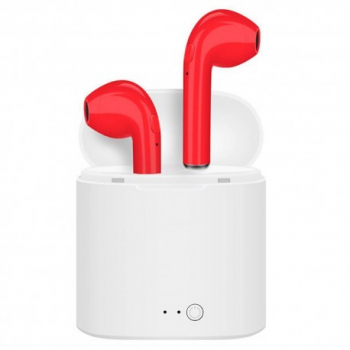 Casti Audio Wireless Techstar and reg i7S Bluetooth Rosu Tip in-ear pentru IOS si Android 
