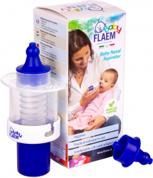 Aspirator nazal manual FLAEM Baby pentru bebelusi si copii Alb/Albastru AC0423P 