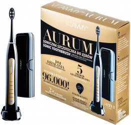 Periuta de dinti electrica VITAMMY Aurum 96000 vibratii/min 5 moduri de periaj incarcare wireless Negru/Auriu 