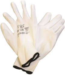 Manusi de Protectie PROTEK Bunting Albe ECO Marimea 8 cu Poliuretan in Palma Material Tricot din Nylon - TEM805163 