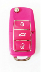 VW Carcasa cheie tip briceag 3 butoane Roz Fuxia 