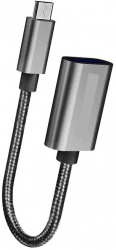 Cablu OTG conectori Micro USB tata la USB mama ranforsat 15 cm Negru HUR-BBL5070 