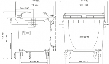Eurocontainer galben din material plastic cu capac plat MEVATEC 1100 l - Transport Inclus