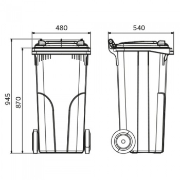 Europubela din material plastic 120 L culoare galbena MEVATEC - Transport inclus de la minim 2 pubele
