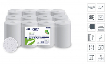 Prosop hartie cu derulare centrala 2 straturi Lucart mini standard plus Bax de 12 