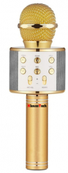 Microfon Karaoke KlaussTech Bluetooth Ajustabil Putere 5W Auriu 