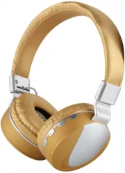 Casti Audio Stereo KlaussTech cu Bluetooth 4.1 32 ohm FM 20 - 20 kHz Banda fixare Semnal 10 m Design modern Auriu 