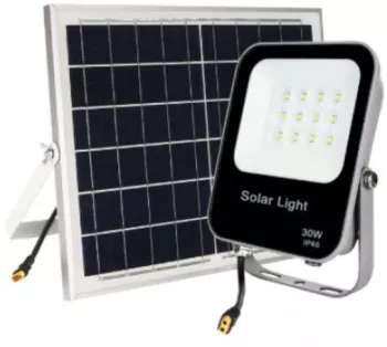 Proiector Cu Panou Solar KlaussTech Putere 30w Lumina Rece 4200 Lumeni Negru 