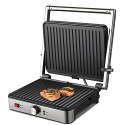 Grill electric Heinner SunsetGrill HEG-K2000SS 2000W Placi fixe cu invelis antiaderent Dimensiuni placi 30 X 24.9 cm Temperatura reglab 