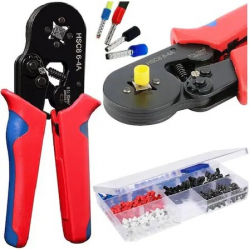 Set cleste pentru sertizare patru falci 500 buc terminale conductori cu auto-reglare 0.14 and ndash 10 mm and sup2 