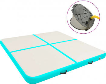 vidaXL Saltea gimnastica gonflabila cu pompa verde 200x200x10 cm PVC