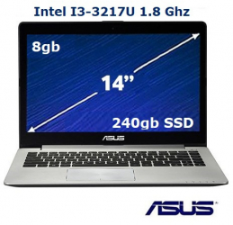 Laptop refurbished - Asus VivoBook S400CA Intel I3-3217U 1.8 Ghz memorie ram 8gb ssd 240gb Touchscreen 14