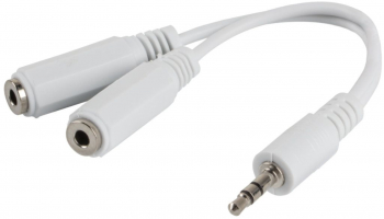 Adaptor audio stereo Jack 3.5 mm 3 pini tata la 2 x Jack 3.5 mm 3 pini mama 10 cm Alb TCL-BBL5297 