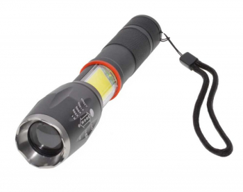 Kit Lanterna LED XML T6 si zoom metalica cablu de incarcare retea si cablu incarcare auto LED Cob lateral 10 W Negru BBL5262 