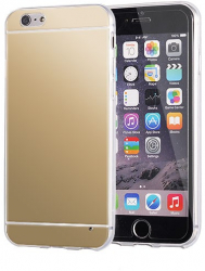 Husa de silicon cu spate oglinda pentru iPhone 6 4.7 inch aurie 