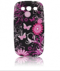 Husa de silicon pentru HTC Desire 500 Design Black Pink Butterfly 