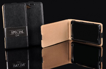 Husa flip slim Flexy HTC ONE M8 neagra piele naturala 