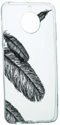 Husa Silicon Compatibila Cu Xiaomi Redmi Note 9 Pro 5G Feathers BW rezistenta la uzura Transparent TR 18 