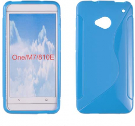 Husa silicon S-case pentru HTC One M7 albastra 