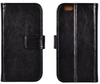 Husa tip carte din piele naturala pentru SAMSUNG G920 GALAXY S6 neagra 