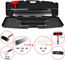 KIT Gletiere Profesionale ZuperPRO cu Maner Extra Usor - 60/80/100 cm + 2 Lame Suplimentare 0.5 mm + Trafalet pentru Glet 