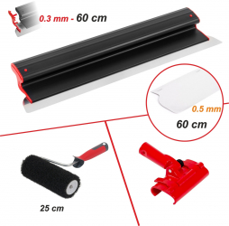 Set Gletuire cu Lama Profesionala Inlocuibila 60 cm - Maner Extra Usor + Lama 0.5 mm + Adaptor + Trafalet pentru Glet 25 cm