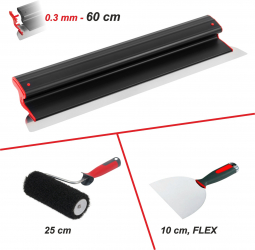 Set Gletuire cu Lama Profesionala Inlocuibila 60 cm - Maner Extra Usor + Trafalet pentru Glet 25 cm + Spaclu Flexibil 15 cm 
