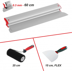 Set Gletuire cu Lama Profesionala Inlocuibila 60 cm + Trafalet pentru Glet 25 cm + Spaclu Flexibil 15 cm 