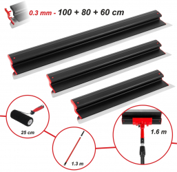 Set Gletuire cu Lame Profesionale Inlocuibile 100/80/60 cm - Maner Extra Usor + Prelungitoare + Trafalet pentru Glet 25 cm 