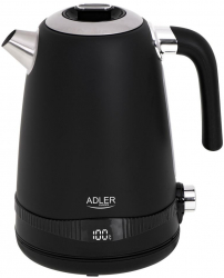 Fierbator electric Adler AD1295B Fara BPA 1.7L 2200W Otel inoxidabil Negru 