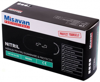 Set 100 Manusi Misavan M Nitril Negru Unica Folosinta Fara Pudra - MSV90015687 