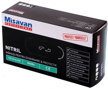 Set 100 Manusi Misavan S Nitril Negru Unica Folosinta Fara Pudra - MSV90015748 