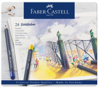 Set 24 Creioane Colorate Permanente Faber-Castell Goldfaber Diverse Culori-LCMFC114724 