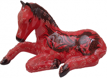 Bibelou cal din ceramica 16 x 35 x 18 cm culoare rosu EHA