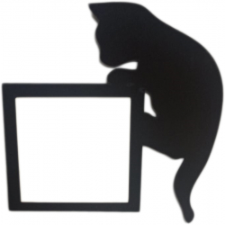Decoratiune priza CLIMBING CAT lemn 65x65 mm negru EHA 