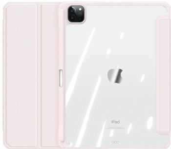 Husa compatibila cu Apple iPad Pro 12.9 2018/2020/2021 Book cover tip stand din silicon Roz transparent SOHO5081 