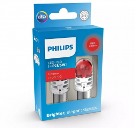 Set 2 Becuri Auxiliare Cu Led 12V P21/5W Ultinon PRO6000SI Red PHILIPS Rosu 