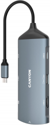 Hub CANYON USB-C cu 8 porturi DS-15 Gri Inchis CNS-TDS15 