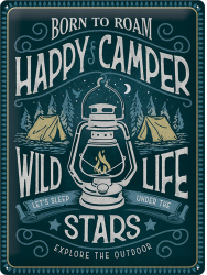 Placa metalica Happy Camper 