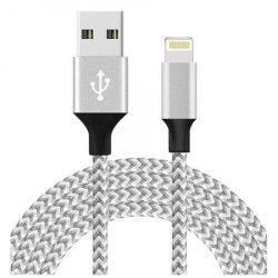 Cablu de date/incarcare pentru iPhone iPod iPad 3M textil Gri cu Alb BBL773 