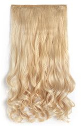 Extensii par sintetic blond deschis ondulat cu clips 