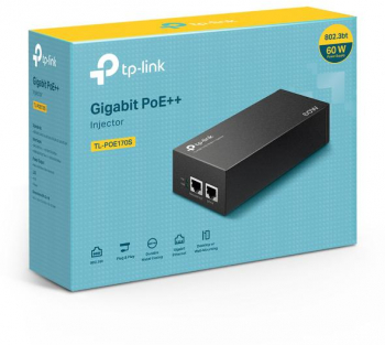 INJECTOR PoE++ TP-LINK 2 porturi Gigabit compatibil IEEE 802.3afat 60W TL-PoE170S 