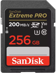 Card de memorie SanDisk Extreme PRO 256GB SDXC pana la 200MB/s and 140MB/s Read/Write speeds UHS-I Class 10 U3 V30 