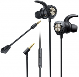 Casti Gaming in-ear cu microfon detasabil conector Jack 3.5 mm control volum si remote 1.2M Negru SOHO5195 
