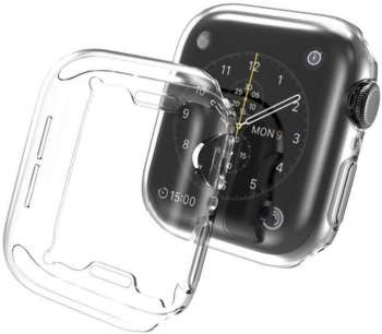 Set husa de protectie 360 din silicon pentru Apple Watch 7 41 mm 2 bucati Transparent/Albastru SOHO5184